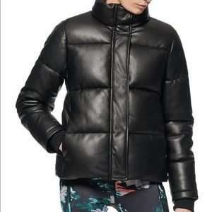 Brand New Andrew Marc faux leather puffer coat